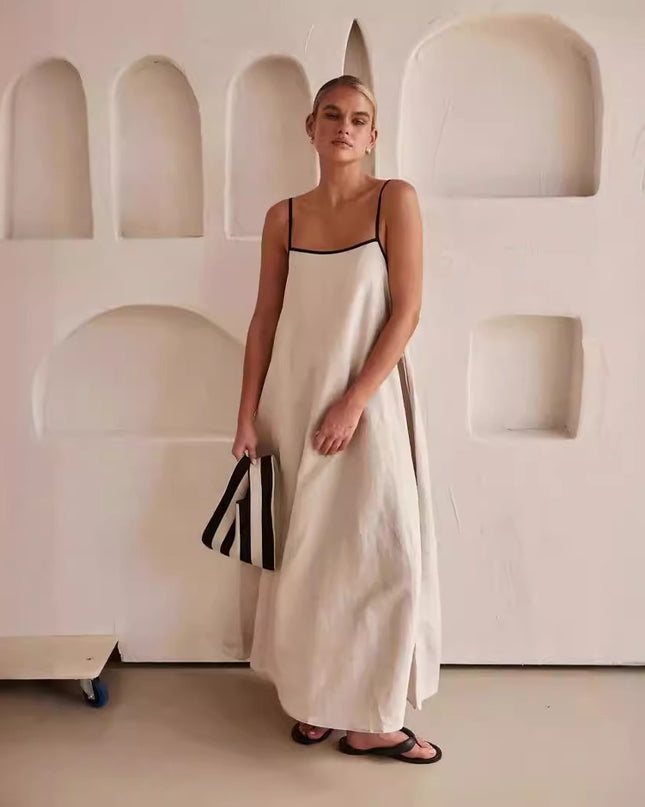 Women wearing beige long dress