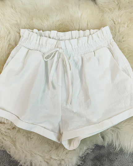 White shorts on a fluffy white surface