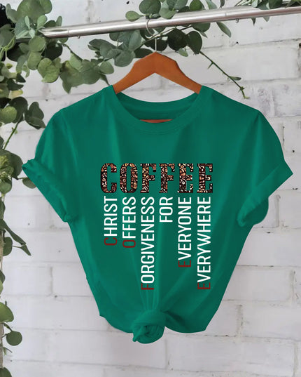 Coffee Print Loose Cotton Tee