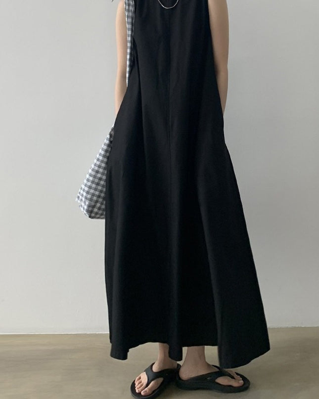 Sleeveless High-Waist A-Line Midi Dress