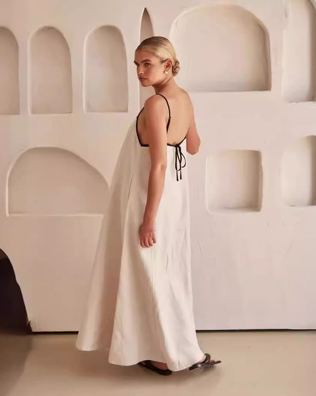 Women wearing beige long dress