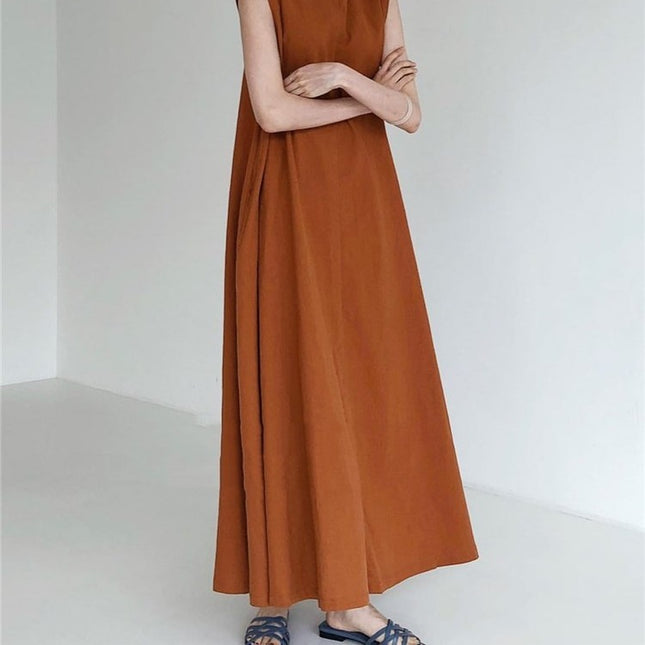 Sleeveless High-Waist A-Line Midi Dress