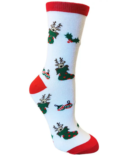 Christmas socks with green elk design