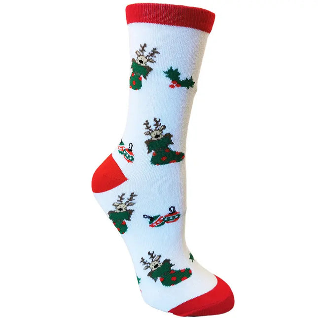 Christmas socks with green elk design