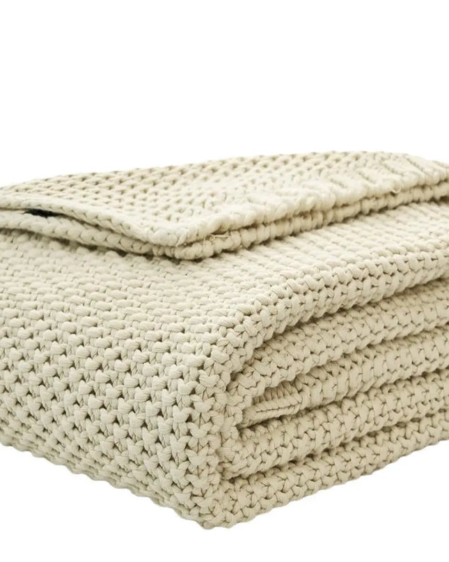 Milk color knitted throw banket