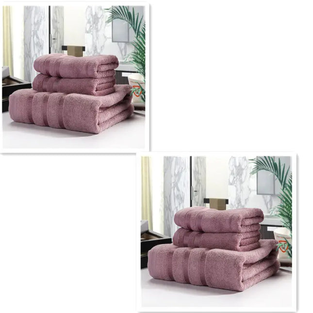 Stack of pink towels on a white surface with a blurred background