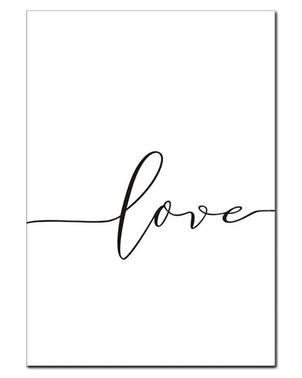 Black and white 'love' text on a white background