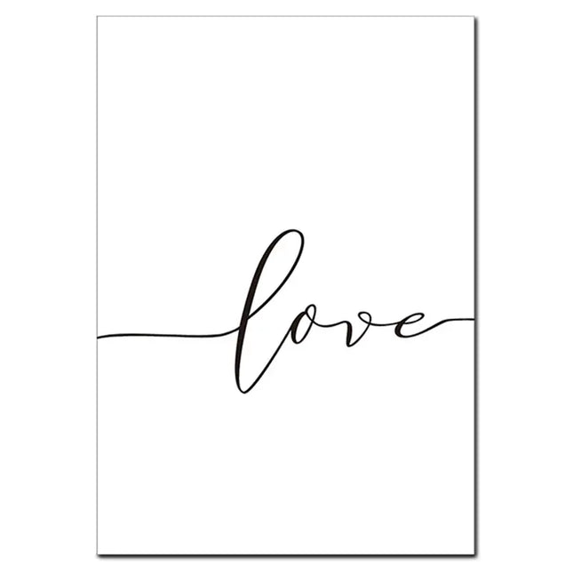 Black and white 'love' text on a white background