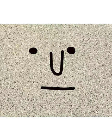 Doormat with a minimalist face design on a beige background