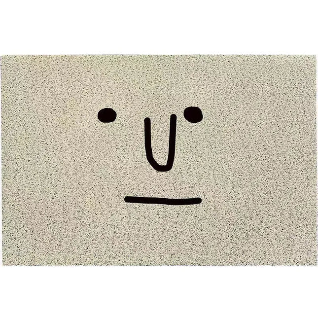 Doormat with a minimalist face design on a beige background