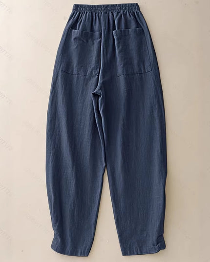 Blue pants on a beige background