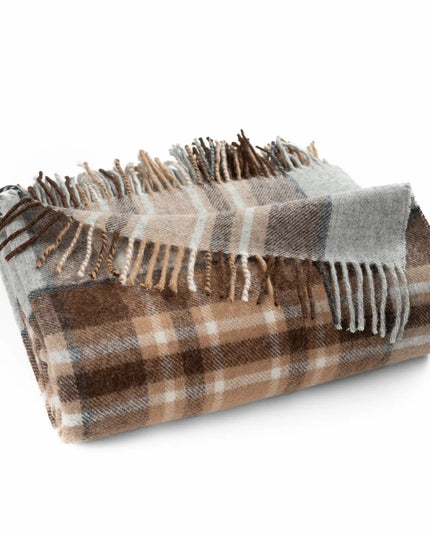 Highland Tweeds McKellar Shetland Lambswool Throw – McKellar tartan flat lay on white background