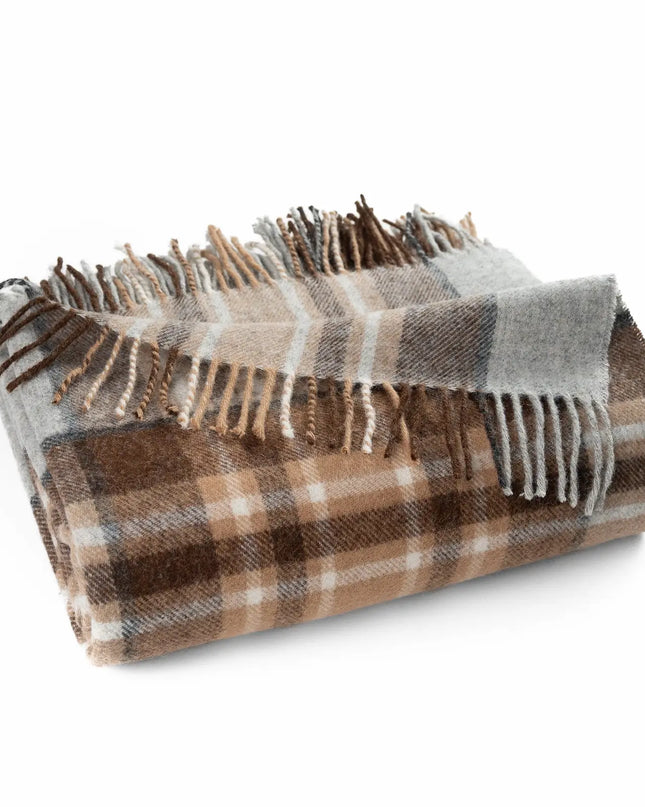 Highland Tweeds McKellar Shetland Lambswool Throw – McKellar tartan flat lay on white background