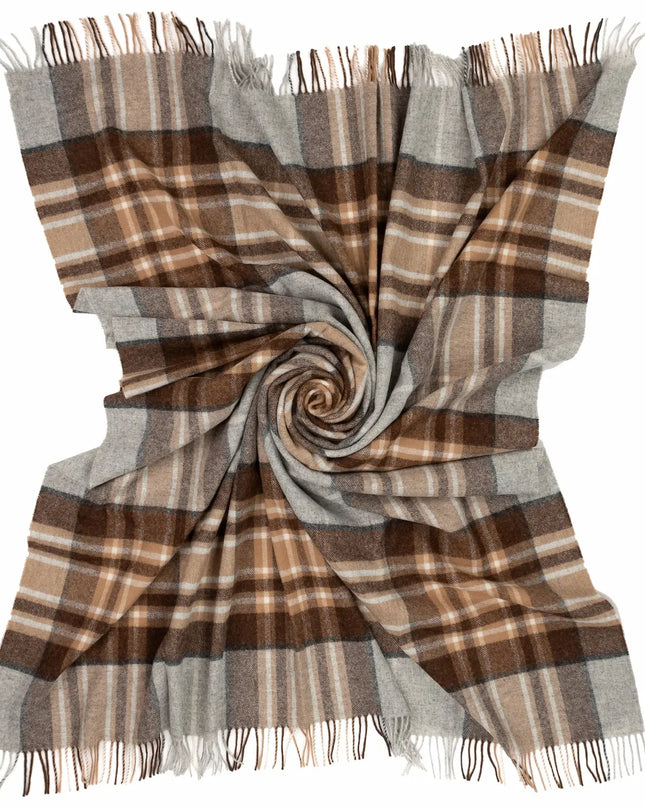 Highland Tweeds McKellar Shetland Lambswool Throw – McKellar tartan flat lay on white background