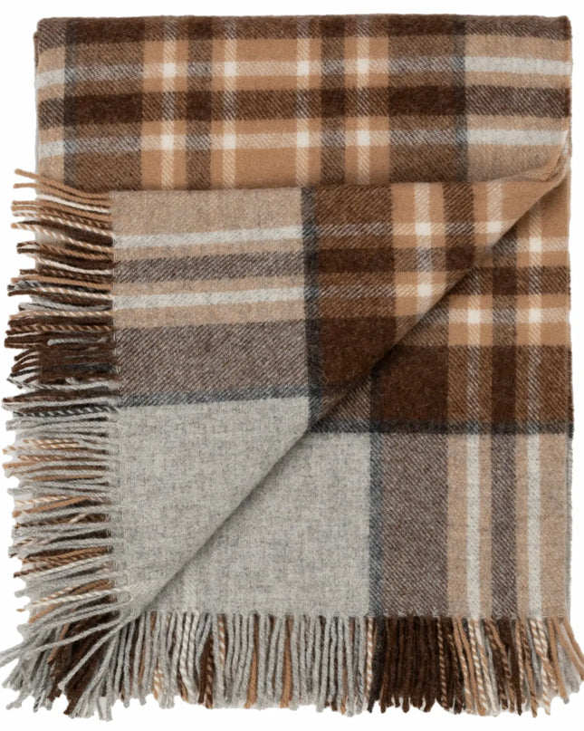 Highland Tweeds McKellar Shetland Lambswool Throw – McKellar tartan flat lay on white background