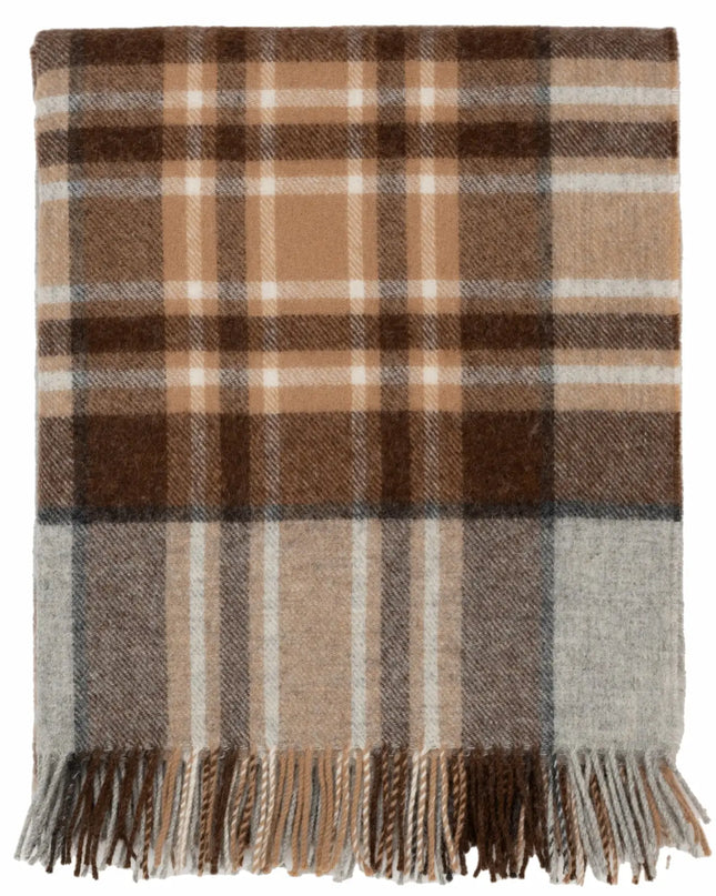 Highland Tweeds McKellar Shetland Lambswool Throw – McKellar tartan flat lay on white background