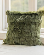 Fox Fur Olive Green 45X45cm / Feather Velvet Pillow