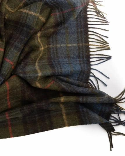 Prince of Scots Merino Throw – Antique Hunting Stewart tartan detail on white
