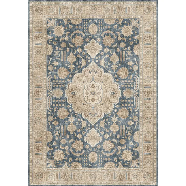 Decorative rug with intricate pattern on a plain background