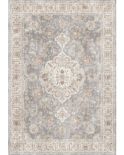 Decorative rug with intricate patterns on a white background