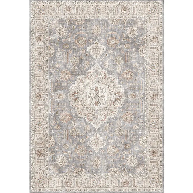 Decorative rug with intricate patterns on a white background