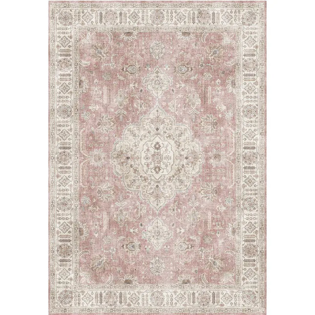 Decorative rug with intricate patterns on a white background